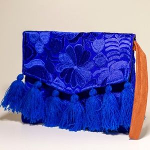 NWT Blue Huipil Artisanal Clutch